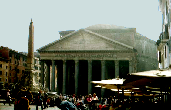 Wnętrze Panteonu z charakterystycznym światłem z kopuły